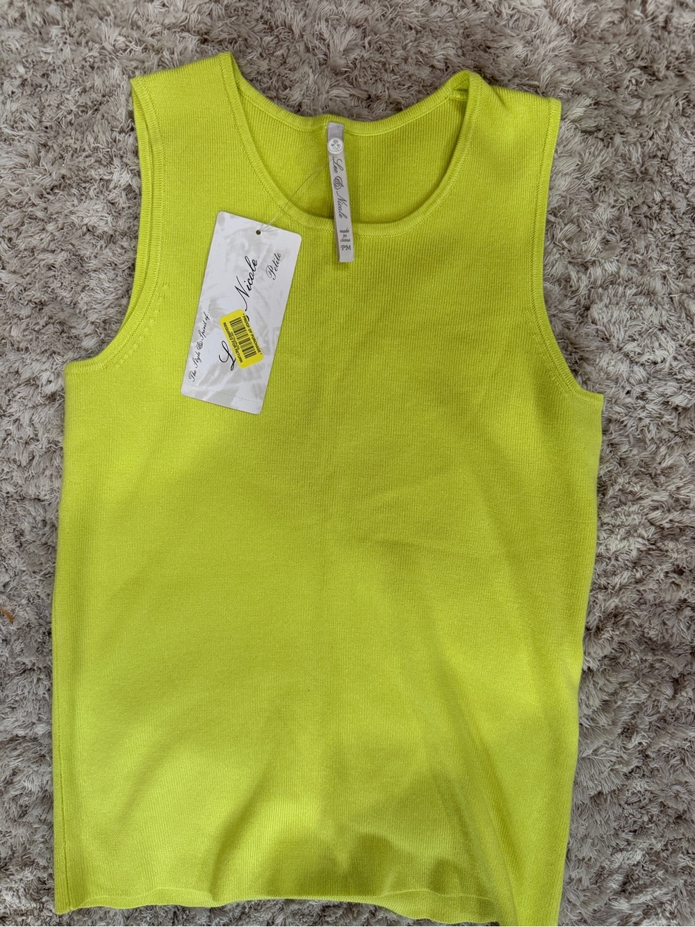 Leo & Nicole Petite Lime Green Women's Sweater NWT